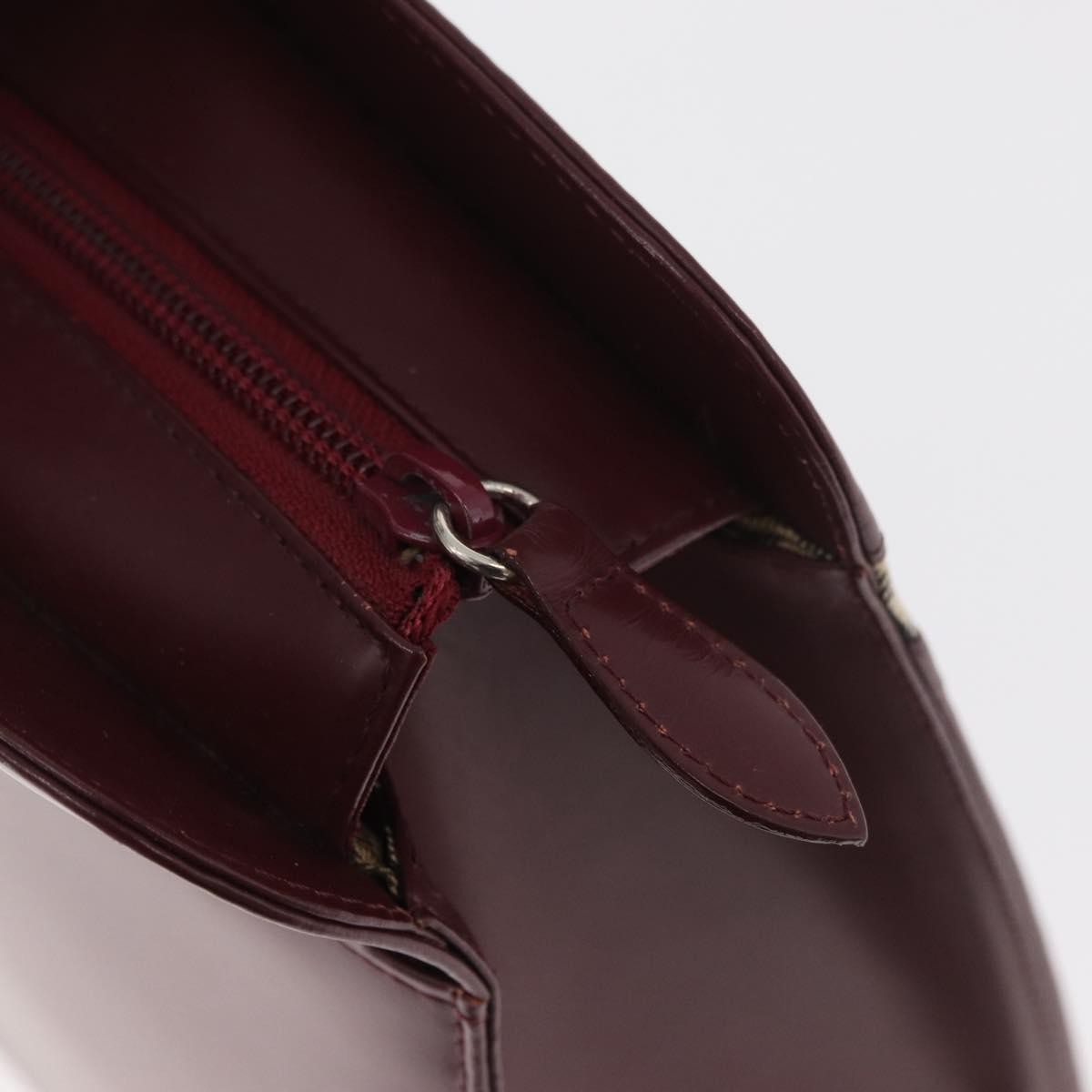 Burberry BURBERRY Hand Bag Leather Bordeaux Silver Authentic 181526