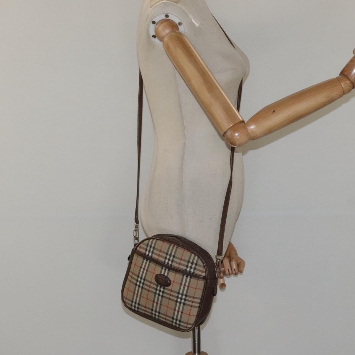 Burberrys Burberrys Nova Check Shoulder Bag Canvas Beige Gold Authentic BA1424
