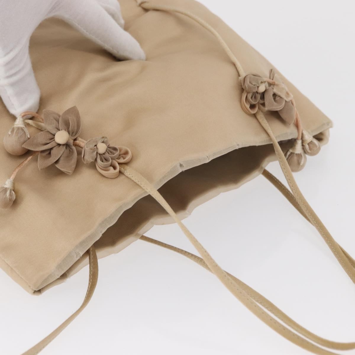 Prada PRADA Hand Bag Satin Beige Authentic 166753