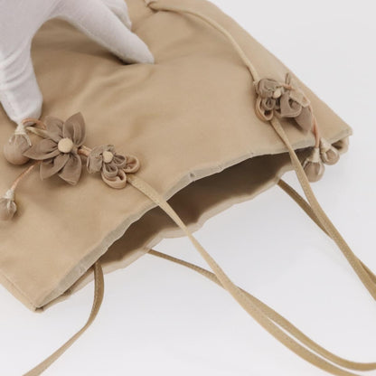 Prada PRADA Hand Bag Satin Beige Authentic 166753
