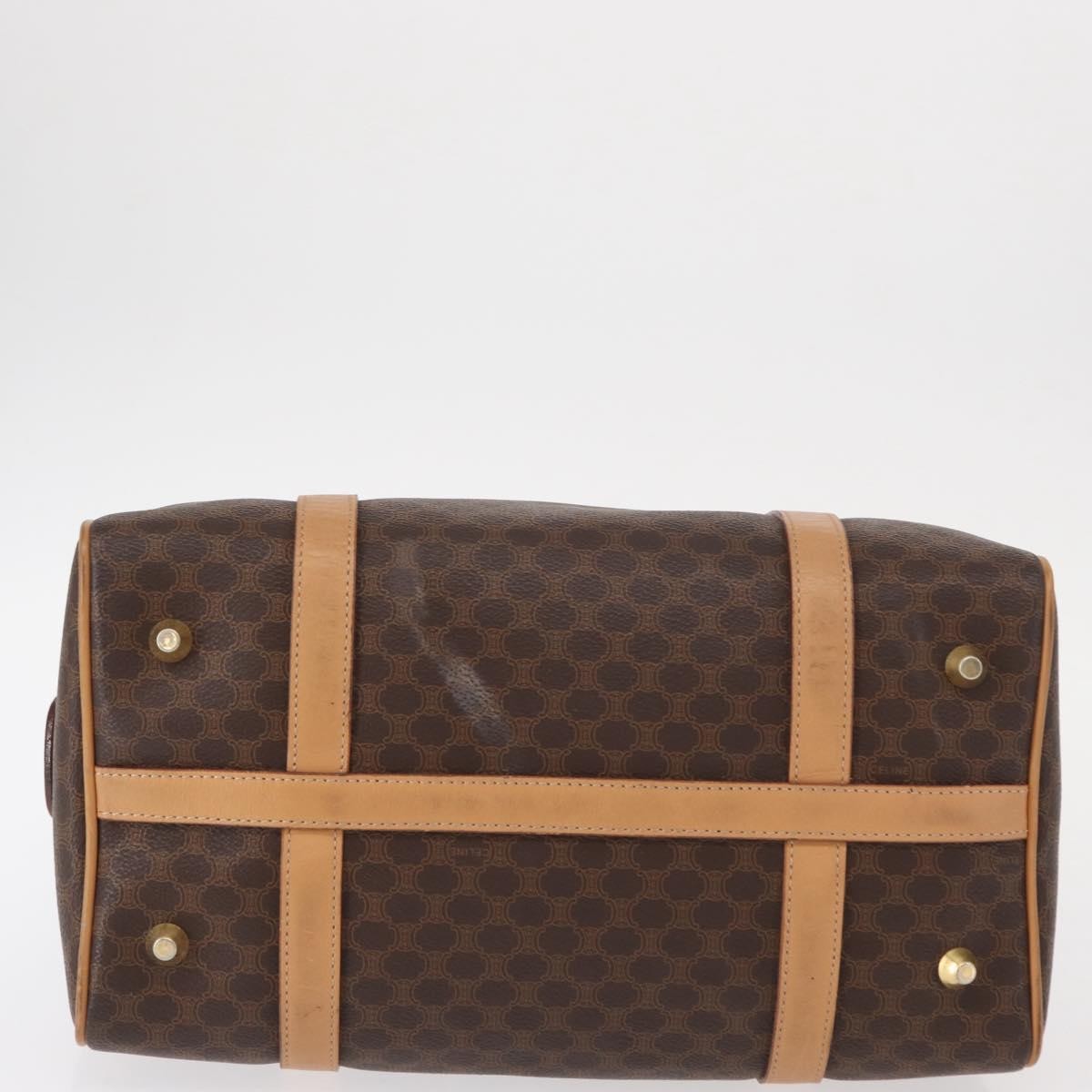 Celine CELINE Macadam Canvas Boston Bag PVC Brown Gold Authentic 152724