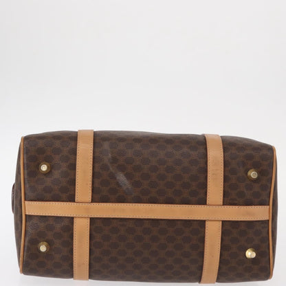 Celine CELINE Macadam Canvas Boston Bag PVC Brown Gold Authentic 152724