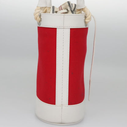 Burberry BURBERRY Blue Label Hand Bag Canvas Leather Red White Silver Authentic 113132