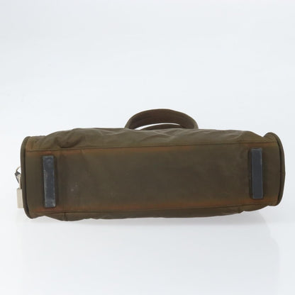 Prada PRADA Hand Bag Nylon Khaki Silver Authentic BA10374