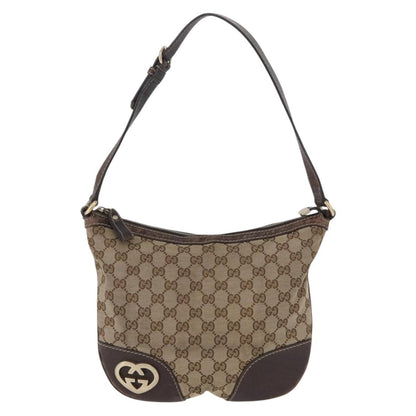 Gucci GUCCI GG Canvas Shoulder Bag Beige Gold 257072 Authentic gh1853