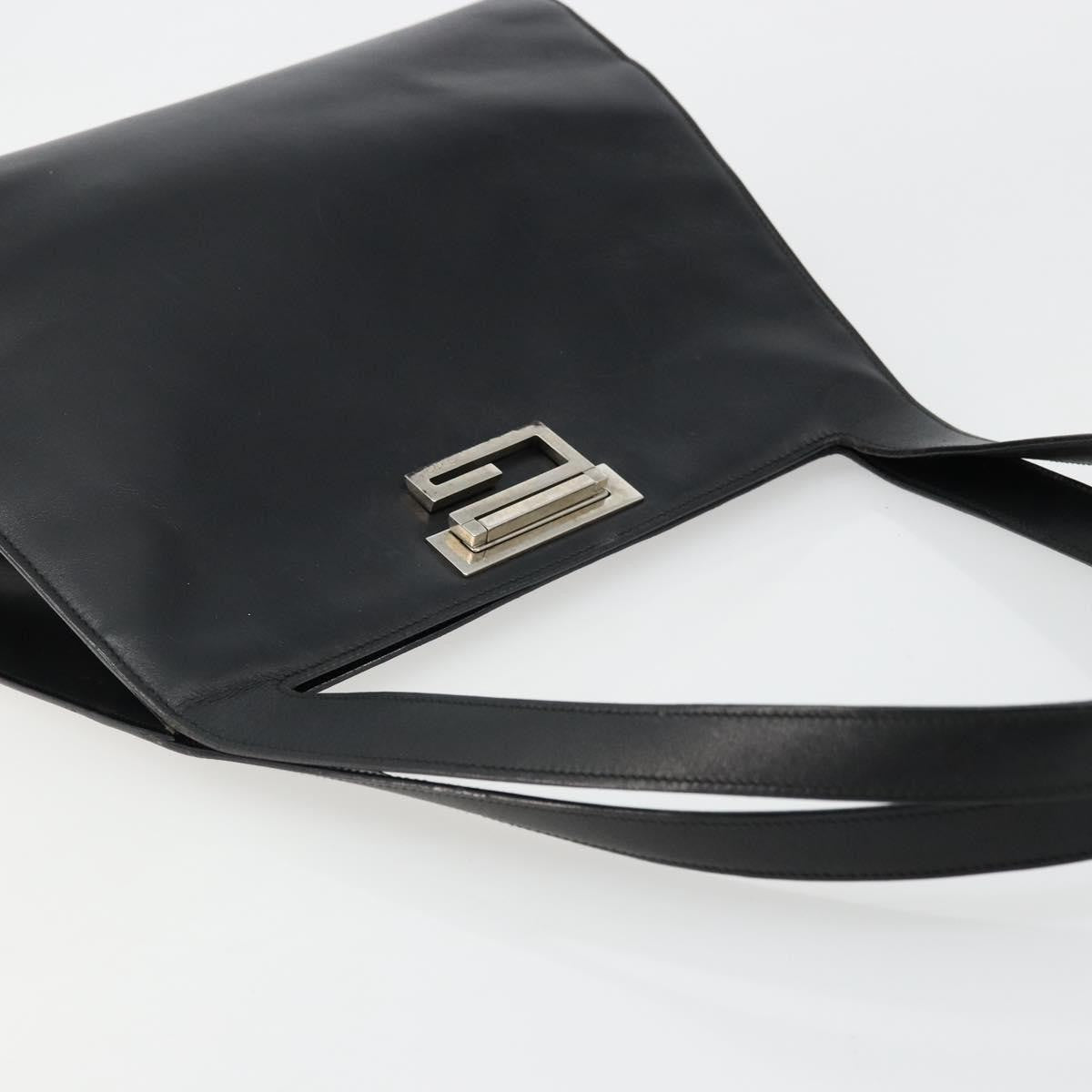 Gucci GUCCI Shoulder Bag Leather Black Silver 001 3038 Authentic 178252