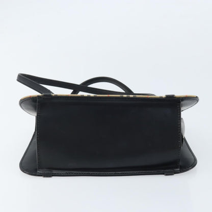 Burberrys Burberrys Nova Check Hand Bag Leather Black Silver Authentic ep13393