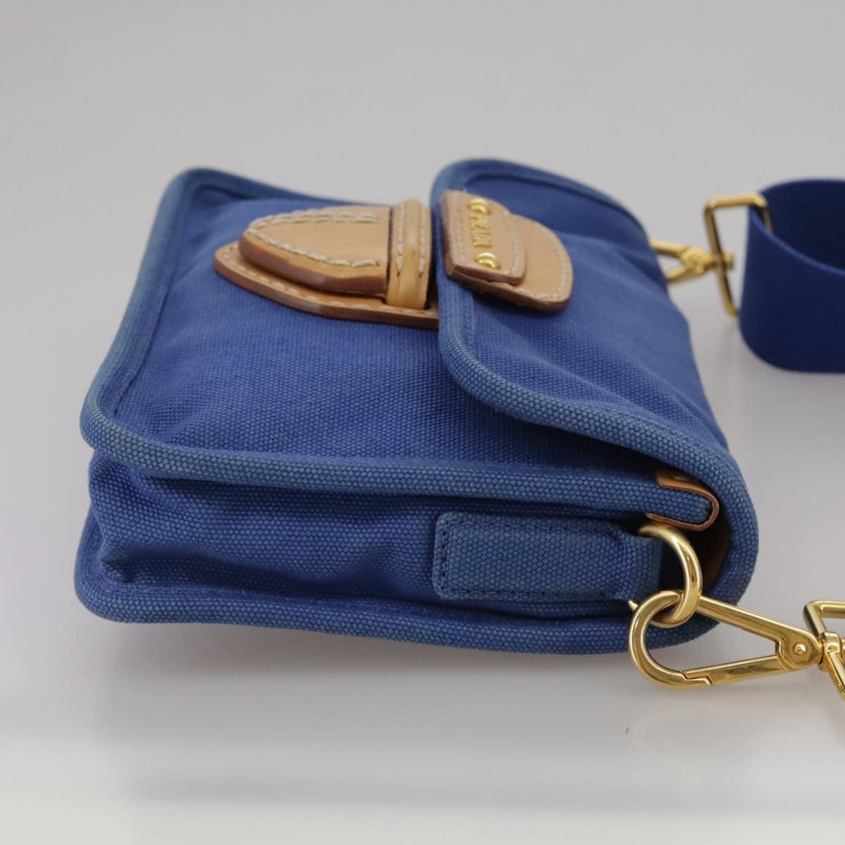 Prada PRADA Shoulder Bag Canvas Blue Authentic 111326