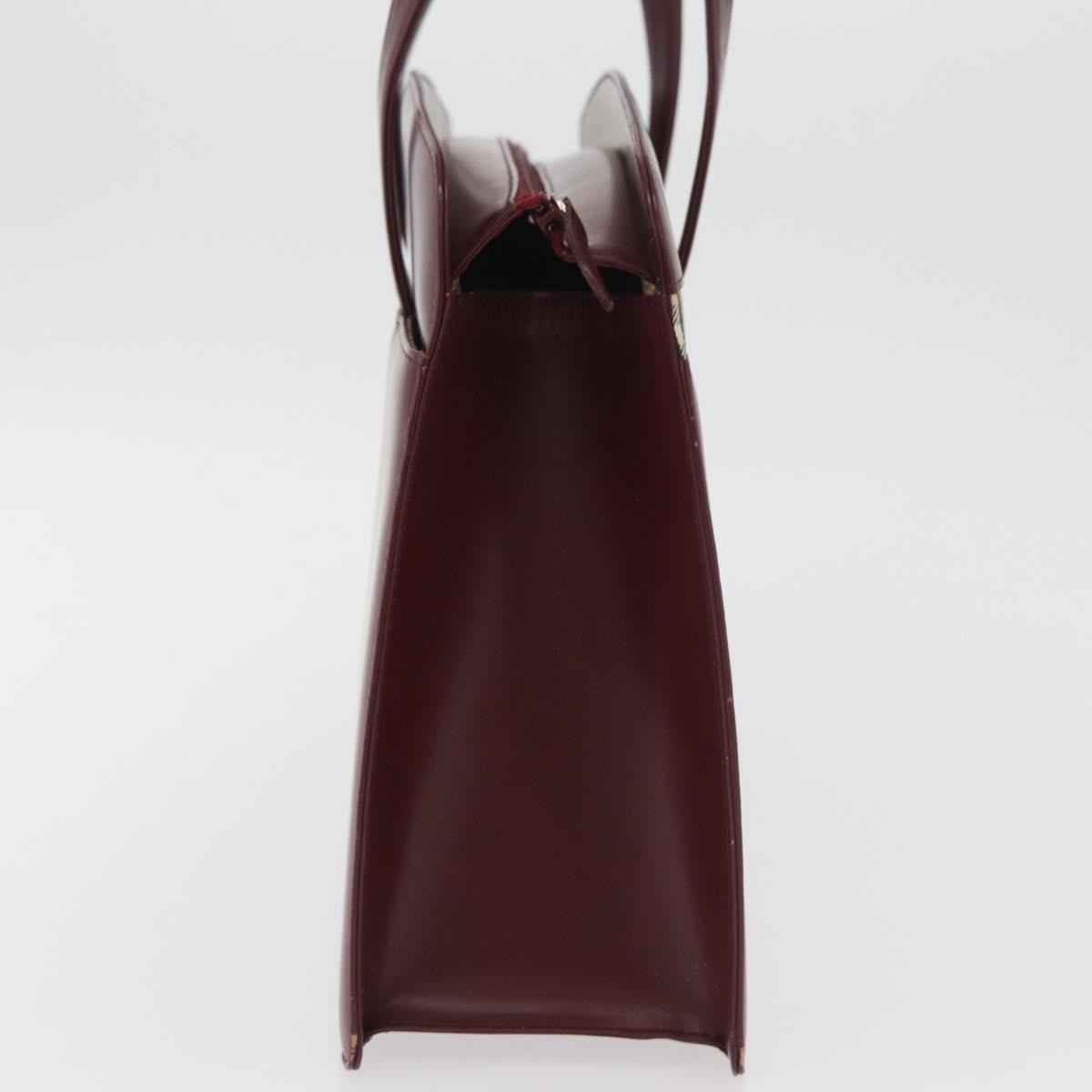 Burberry BURBERRY Hand Bag Leather Bordeaux Silver Authentic 181526