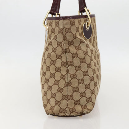 Gucci GUCCI GG Canvas Tote Bag Beige Gold 120837 Authentic YKZ1152