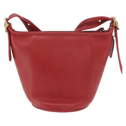 Coach Coach Shoulder Bag Leather Red Gold Authentic 162414