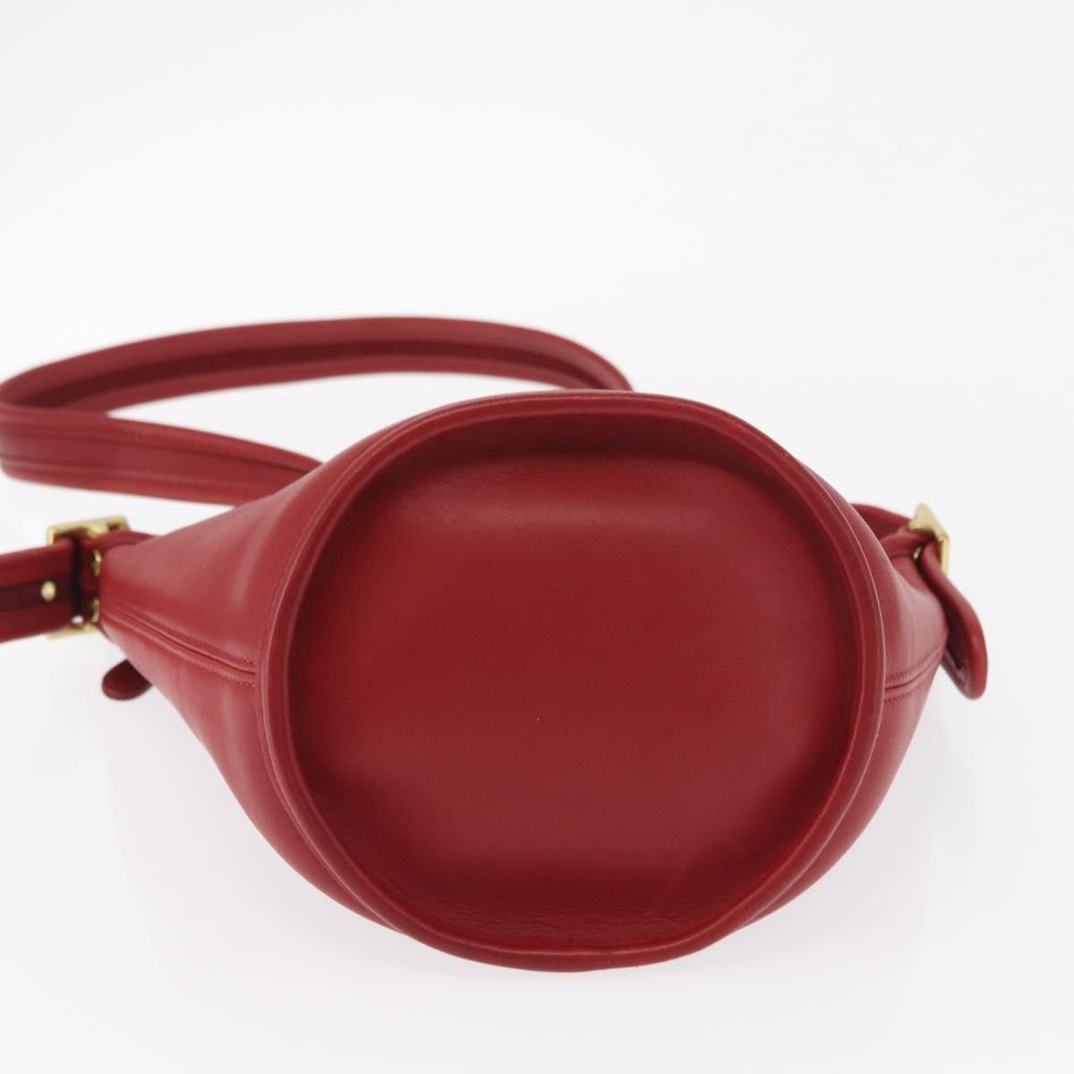 Coach Coach Shoulder Bag Leather Red Gold Authentic 162414