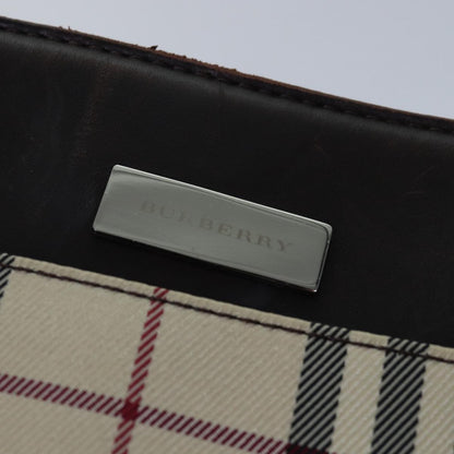 Burberry BURBERRY Nova Check Hand Bag Nylon Beige Silver Authentic 85862