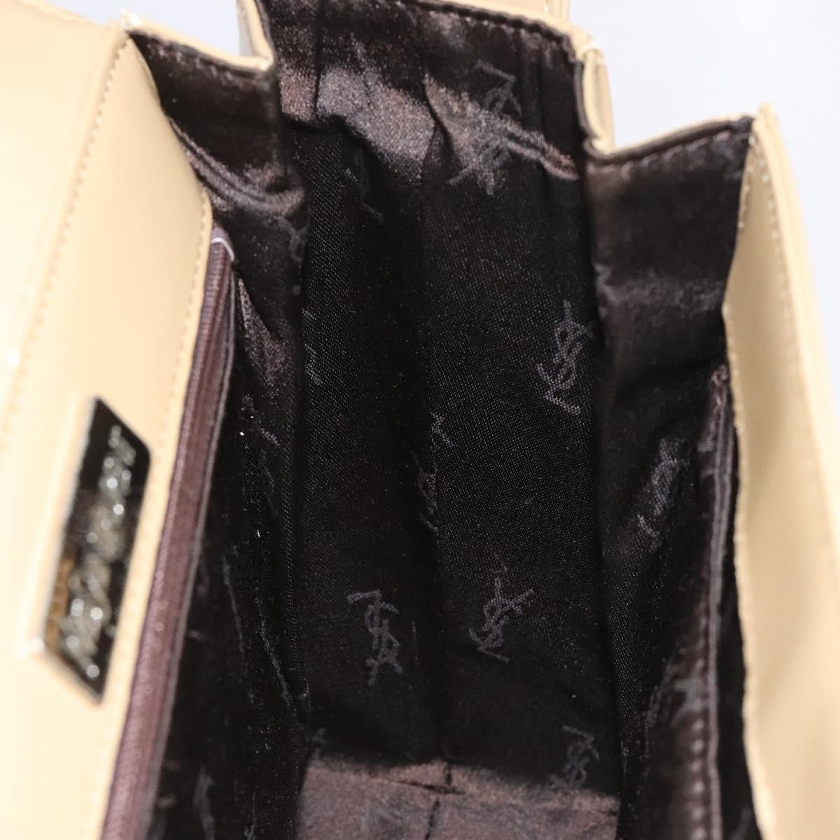 Saint Laurent SAINT LAURENT Shoulder Bag Leather Beige Silver Authentic bs23487