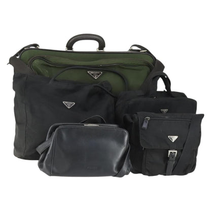 Prada PRADA Hand Bag Nylon 5 Set Khaki Black Authentic 160316