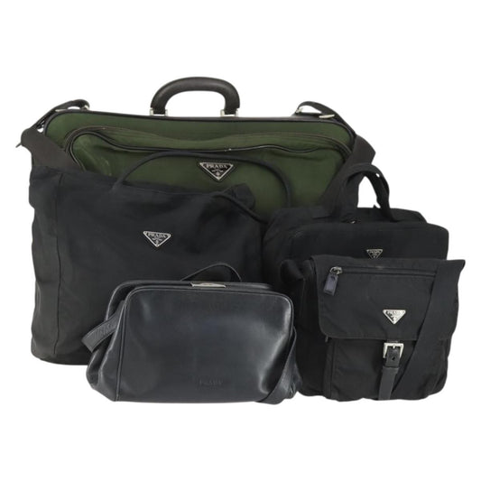 Prada PRADA Hand Bag Nylon 5 Set Khaki Black Authentic 160316