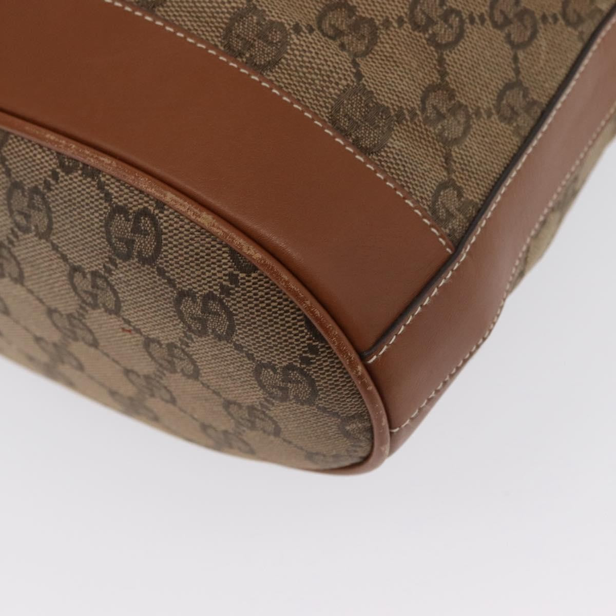 Gucci GUCCI GG Canvas Shoulder Bag Beige Gold Authentic BA10397