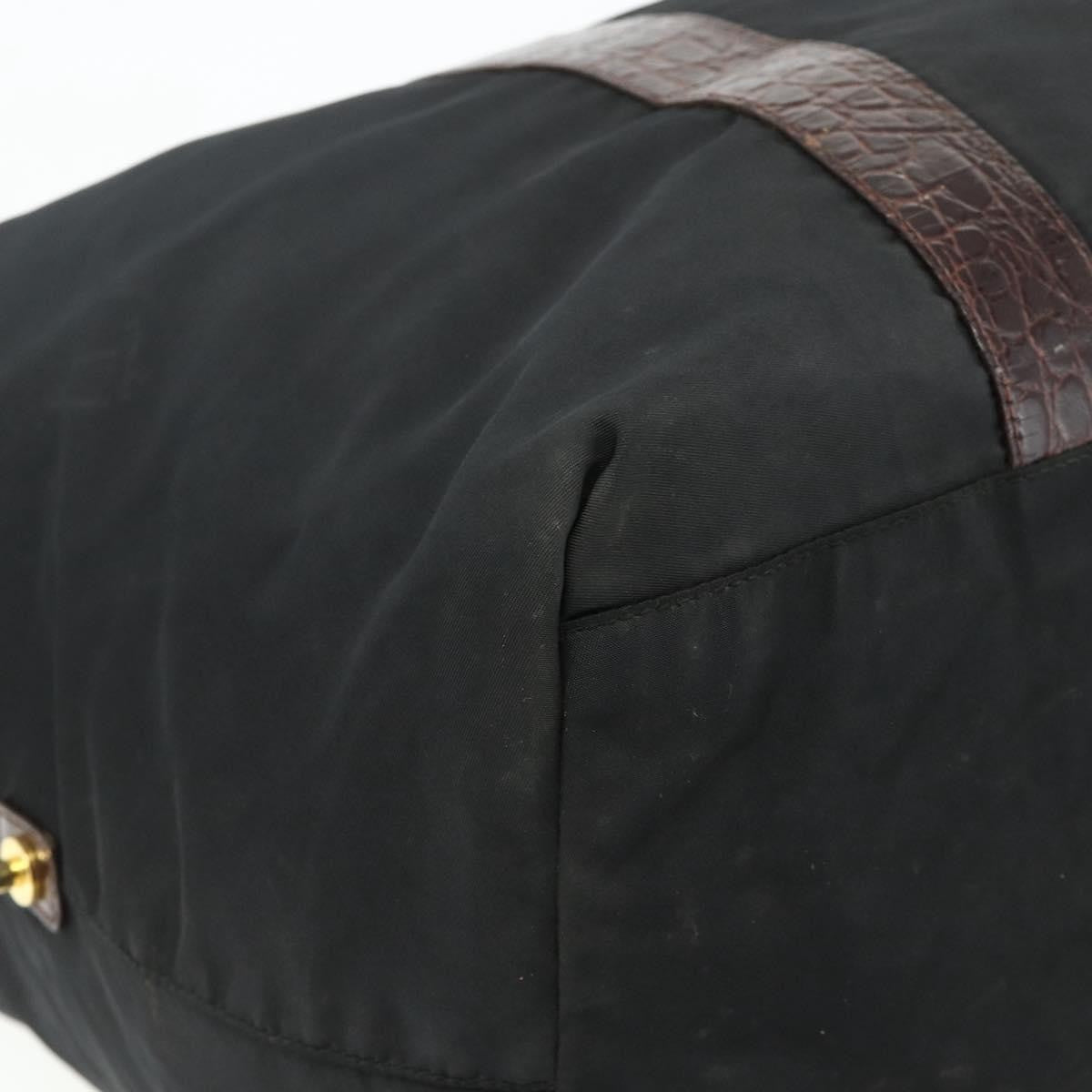 Prada PRADA Boston Bag Nylon Black Gold Authentic 176251