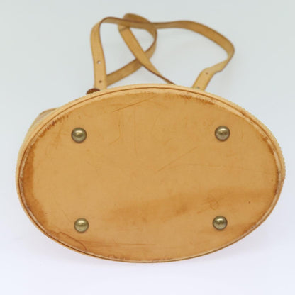 Louis Vuitton LOUIS VUITTON Nomad leather Bucket PM Shoulder Bag Beige M85001 LV Authentic 80351