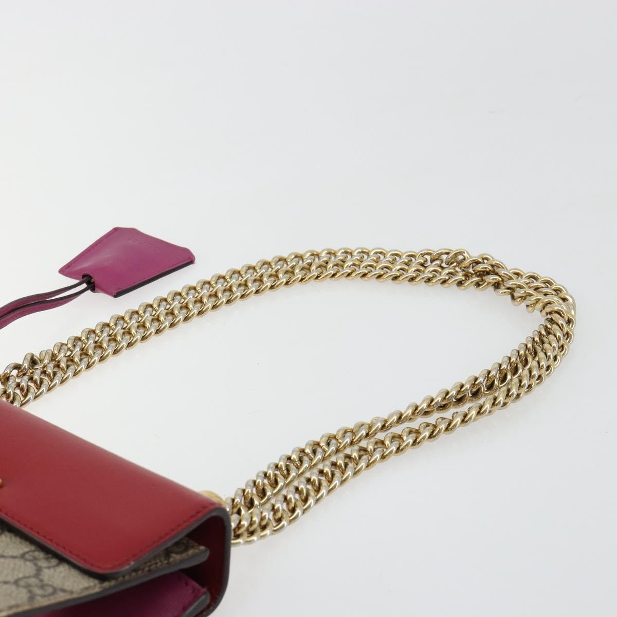 Gucci GUCCI GG Supreme Chain Shoulder Bag PVC Red Gold 409487 Authentic ka4469