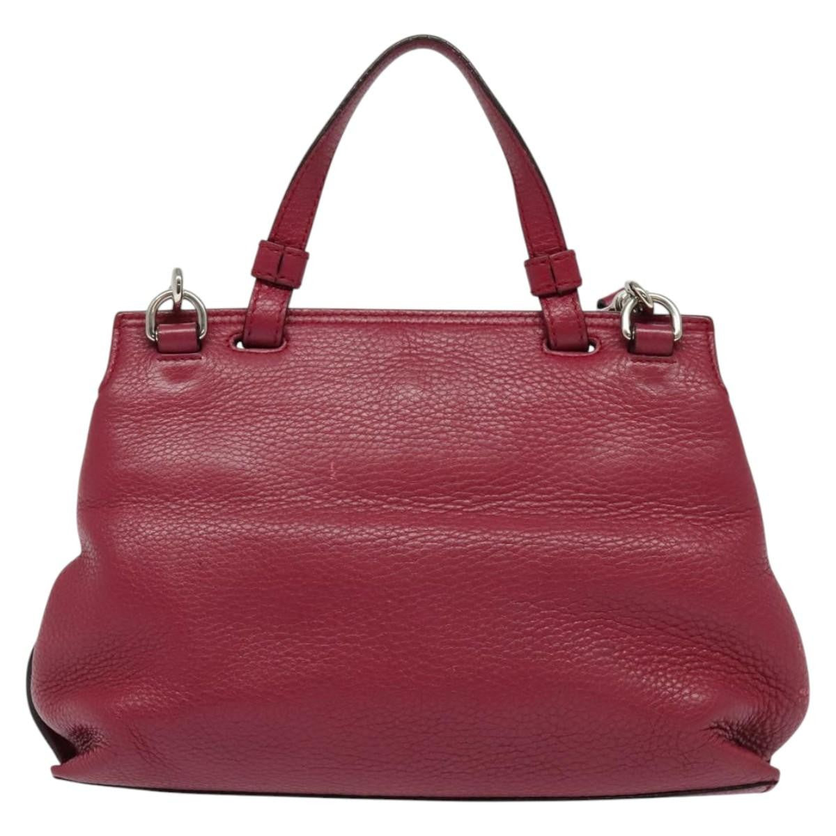 Gucci GUCCI Bamboo Daily Hand Bag Leather 2way Pink Silver 370831 Authentic BA5180
