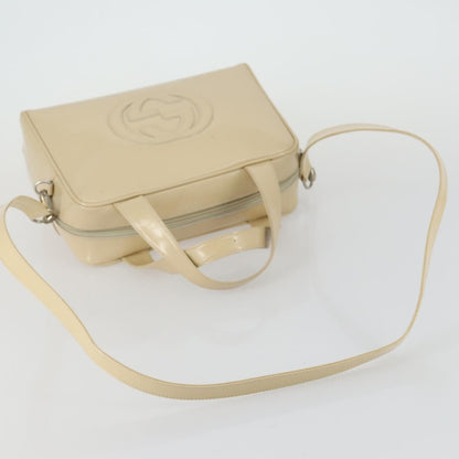 Gucci GUCCI Hand Bag Patent leather 2way Beige Silver 000 1274 0505 Authentic 155235