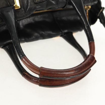 Chloé Chloé Chloe Etel Hand Bag Leather 2way Black Gold Authentic 156936