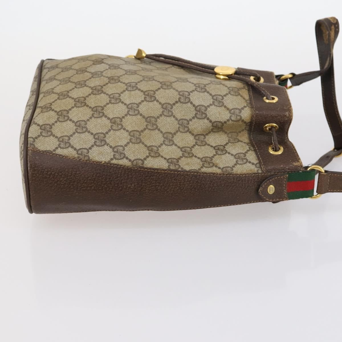 Gucci GUCCI GG Supreme Web Sherry Line Shoulder Bag PVC 2 Set Beige Authentic gh1006