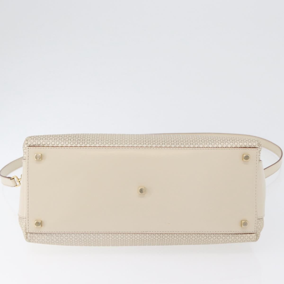Salvatore Ferragamo Salvatore Ferragamo Gancini Hand Bag Leather 2way Ivory Gold Authentic 172181