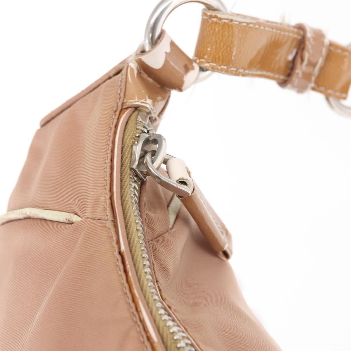 Prada PRADA Shoulder Bag Nylon Beige Silver Authentic 169041