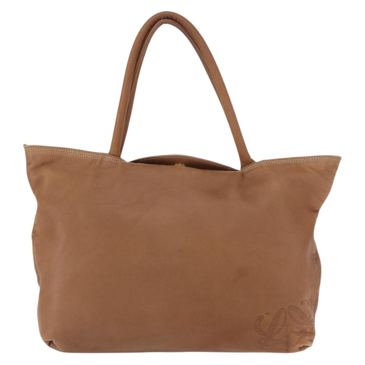 Loewe LOEWE Anagram Tote Bag Leather Brown Gold Authentic 151671