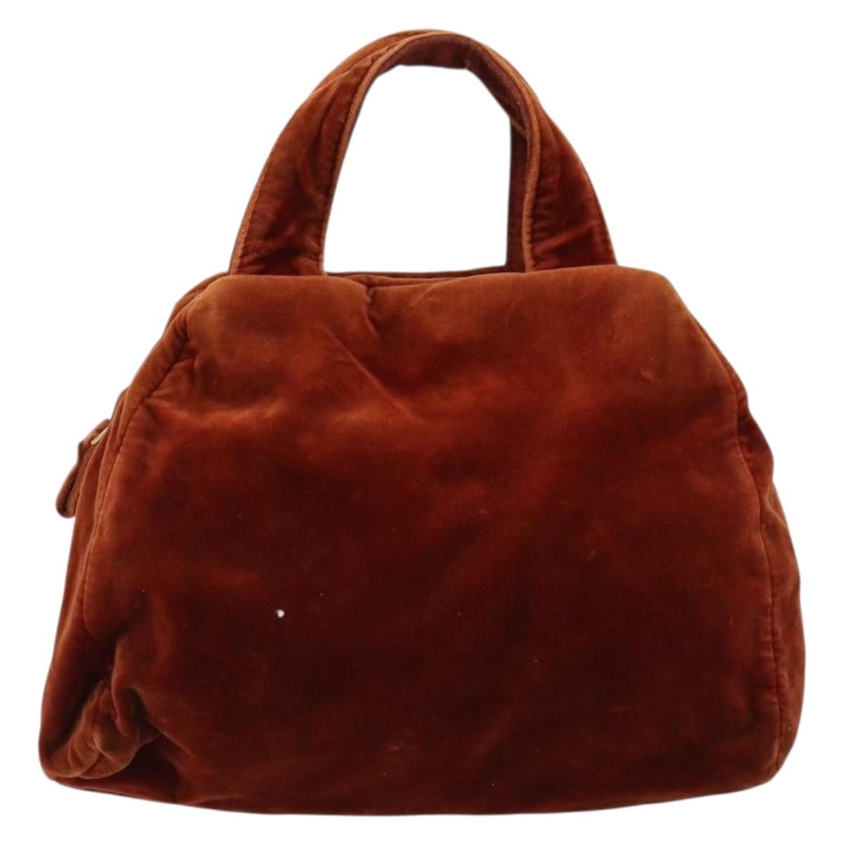 Prada PRADA Hand Bag Velor Brown Gold Authentic bs35158