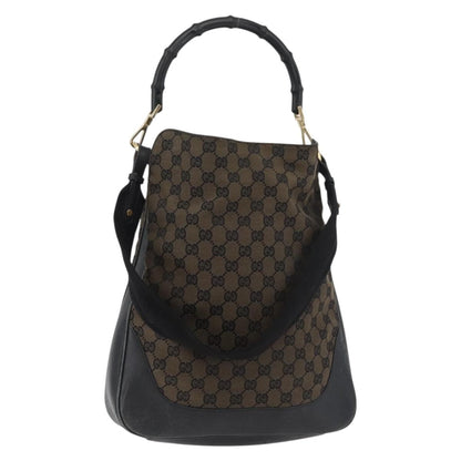 Gucci GUCCI GG Canvas Bamboo Shoulder Bag 2way Navy Gold 001 4058 Authentic 178808