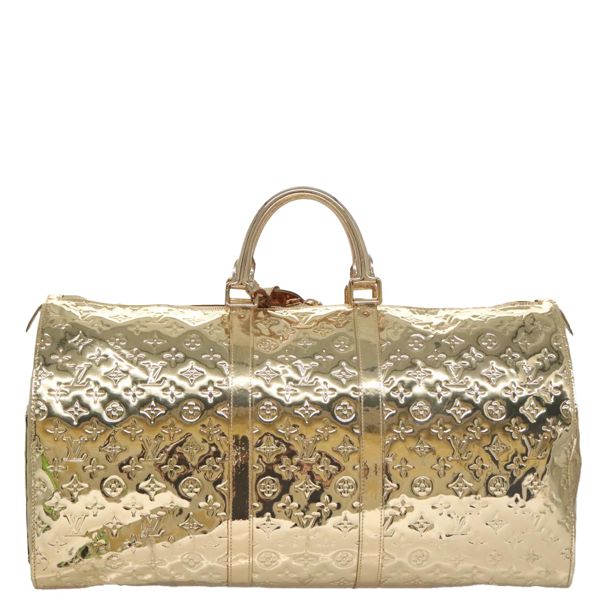 Louis Vuitton LOUIS VUITTON Monogram Miroir Keepall 55 Boston Bag Gold LV Authentic 104239S