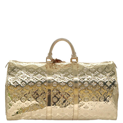 Louis Vuitton LOUIS VUITTON Monogram Miroir Keepall 55 Boston Bag Gold LV Authentic 104239S