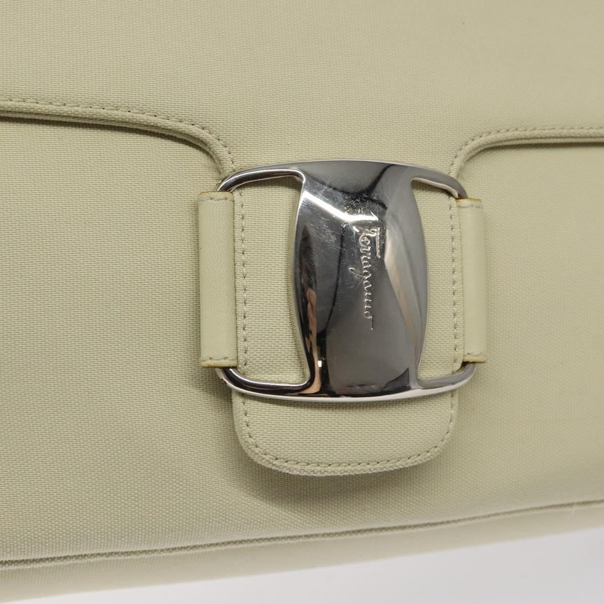 Salvatore Ferragamo Salvatore Ferragamo Gancini Shoulder Bag Canvas White Silver Authentic bs25930