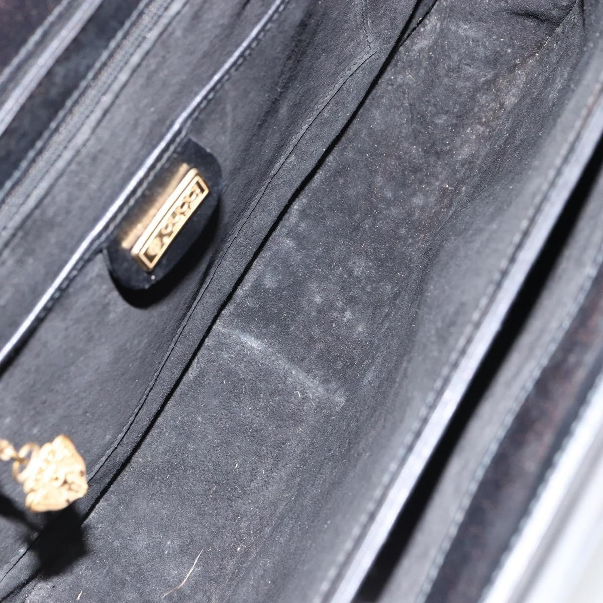 Gucci GUCCI Shoulder Bag Leather Black Gold Authentic 155306
