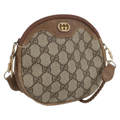 Gucci GUCCI GG Supreme Shoulder Bag PVC Beige Gold Authentic SW2190