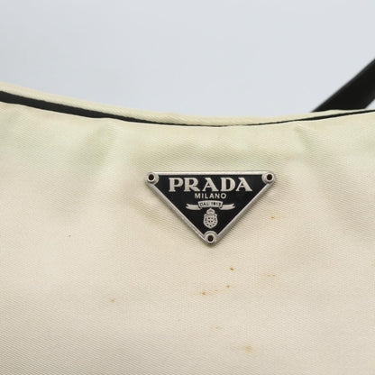 Prada PRADA Shoulder Bag Nylon Beige Silver Authentic 162128