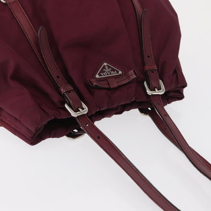 Prada PRADA Tote Bag Nylon Bordeaux Gold Authentic ep12877