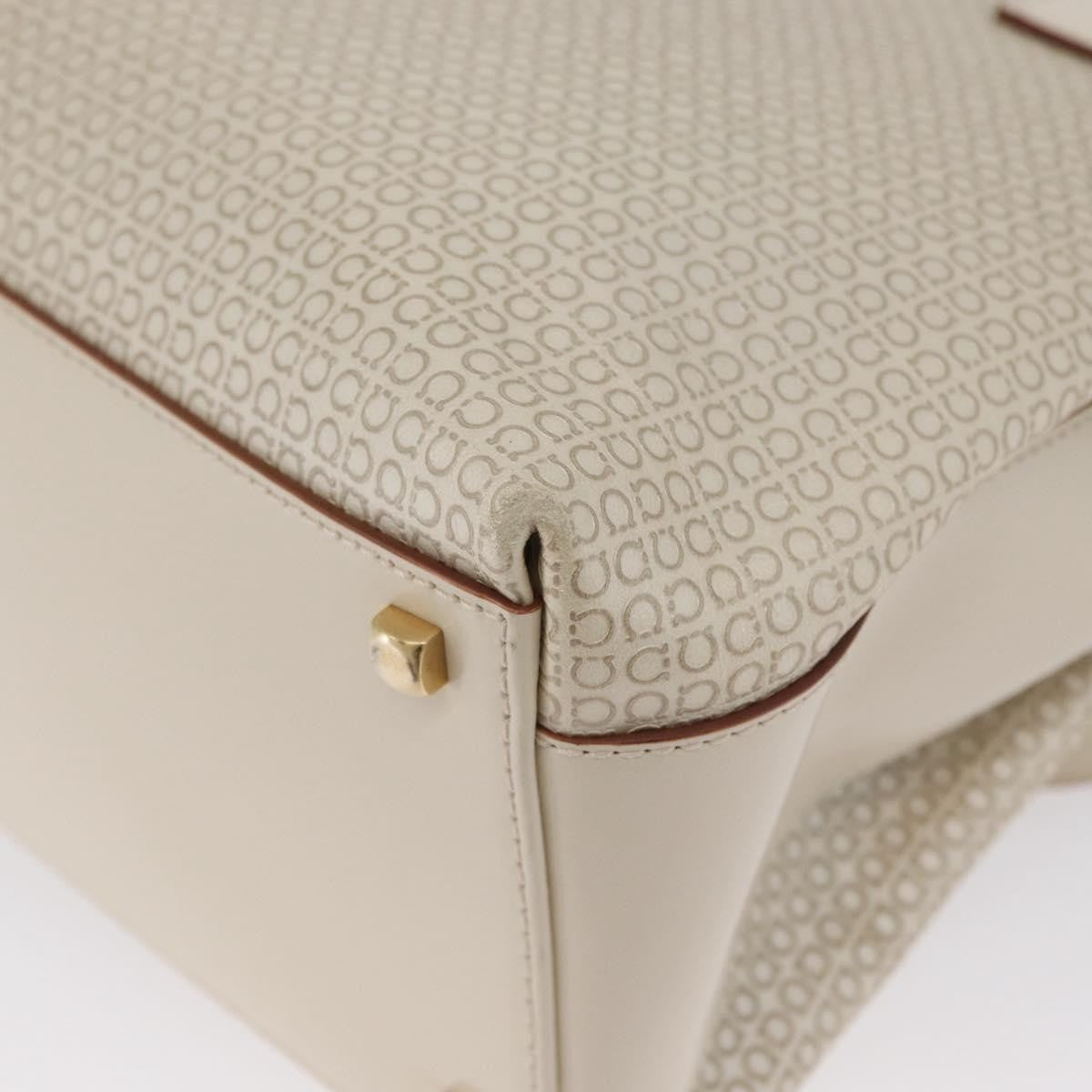 Salvatore Ferragamo Salvatore Ferragamo Gancini Hand Bag Leather 2way Ivory Gold Authentic 172181