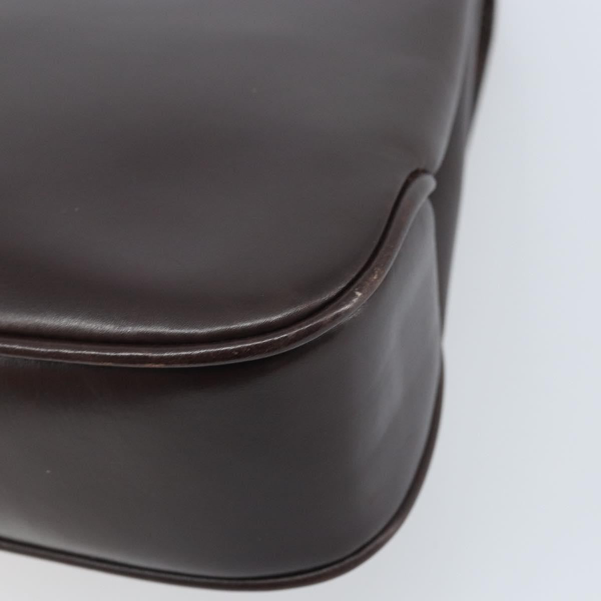 Gucci GUCCI Hand Bag Leather Brown Gold Authentic BAZ167