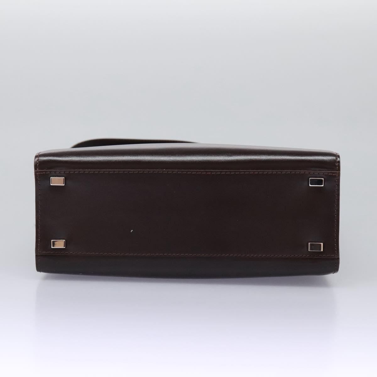 Celine CELINE Hand Bag Leather 2way Dark Brown Gold Authentic 124296