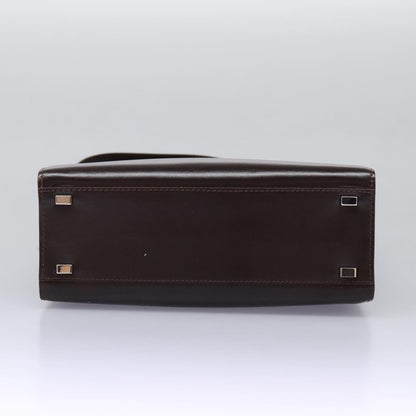 Celine CELINE Hand Bag Leather 2way Dark Brown Gold Authentic 124296