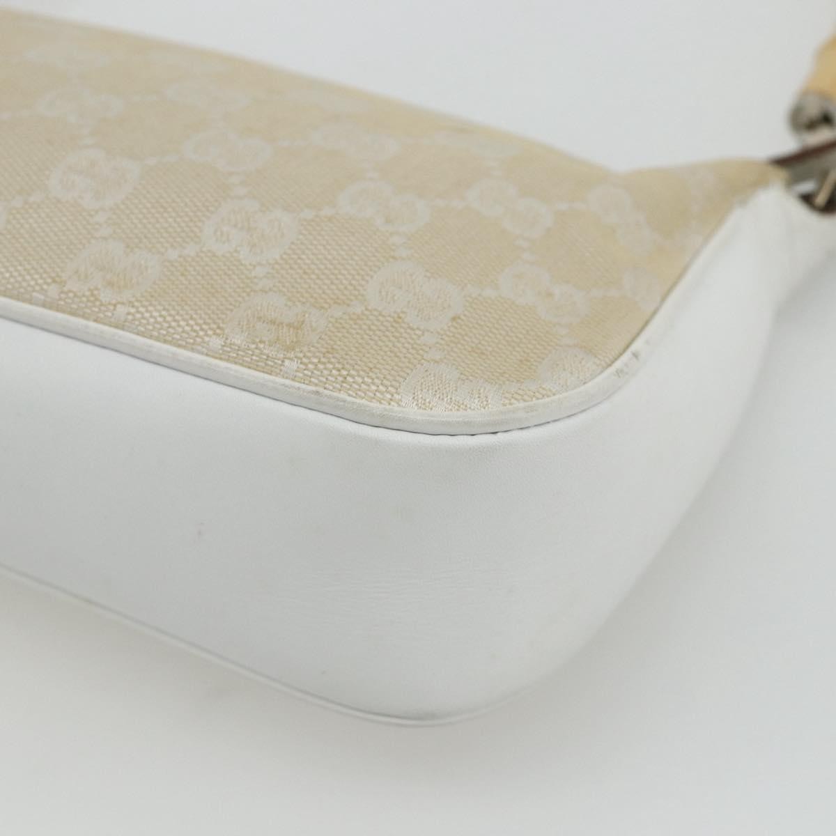 Gucci GUCCI GG Canvas Bamboo Hand Bag Silver Beige 001 3870 Authentic mr2402