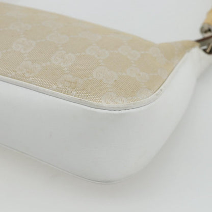 Gucci GUCCI GG Canvas Bamboo Hand Bag Silver Beige 001 3870 Authentic mr2402