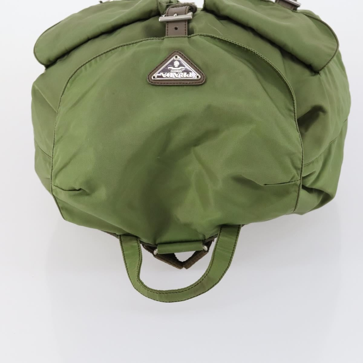 Prada PRADA Backpack Nylon Khaki Silver Authentic 148291 Bag