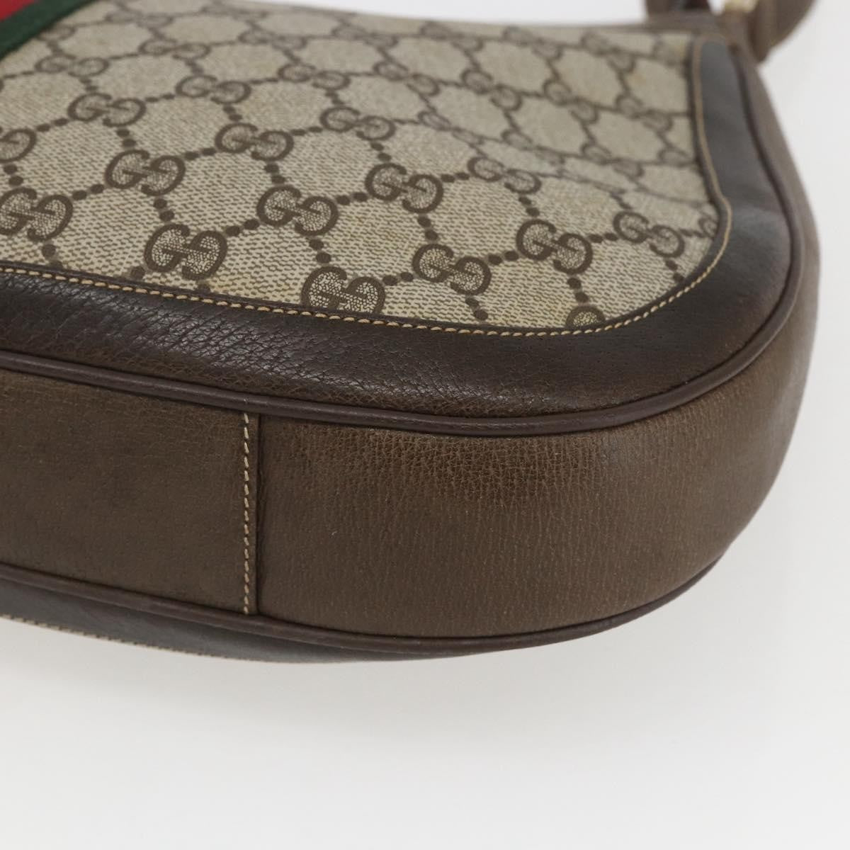 Gucci GUCCI GG Supreme Web Sherry Line Bag PVC Beige Gold 72 001 4467 Authentic 165194