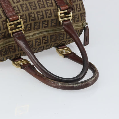 Fendi FENDI Zucchino Canvas Hand Bag Beige Gold Authentic ka2154