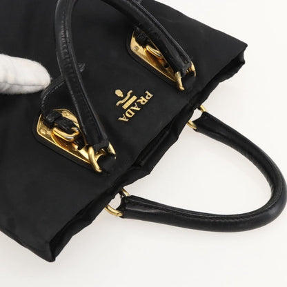 Prada PRADA Hand Bag Nylon Black Gold Authentic 175270